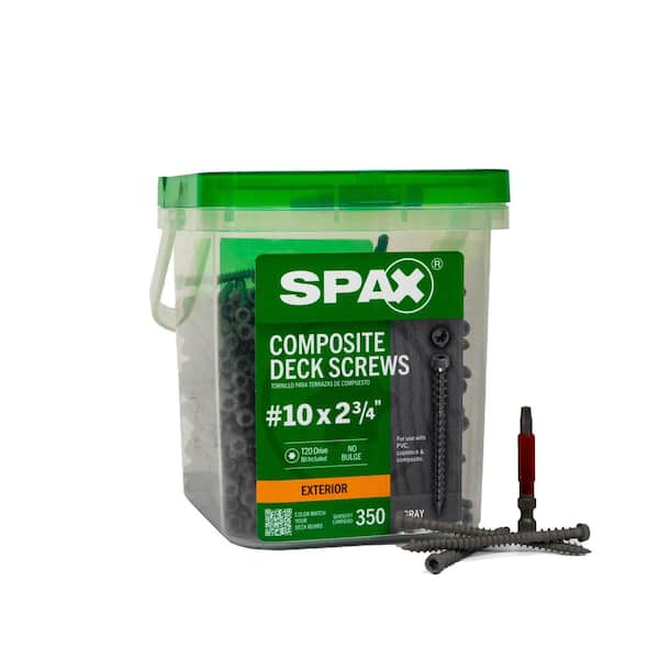 SPAX #10 x 2-3/4 in. Exterior Cylindric Head Composite Deck Screws Gray Torx T-Star (350 Each) 5 LB Bit Included