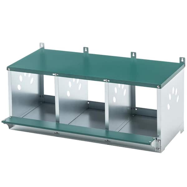 maocao hoom Metal Nesting Boxes for Chicken, 3 Compartment Nesting Box, Galvanized steel Nesting Boxes for Hens,Poultry Fencing