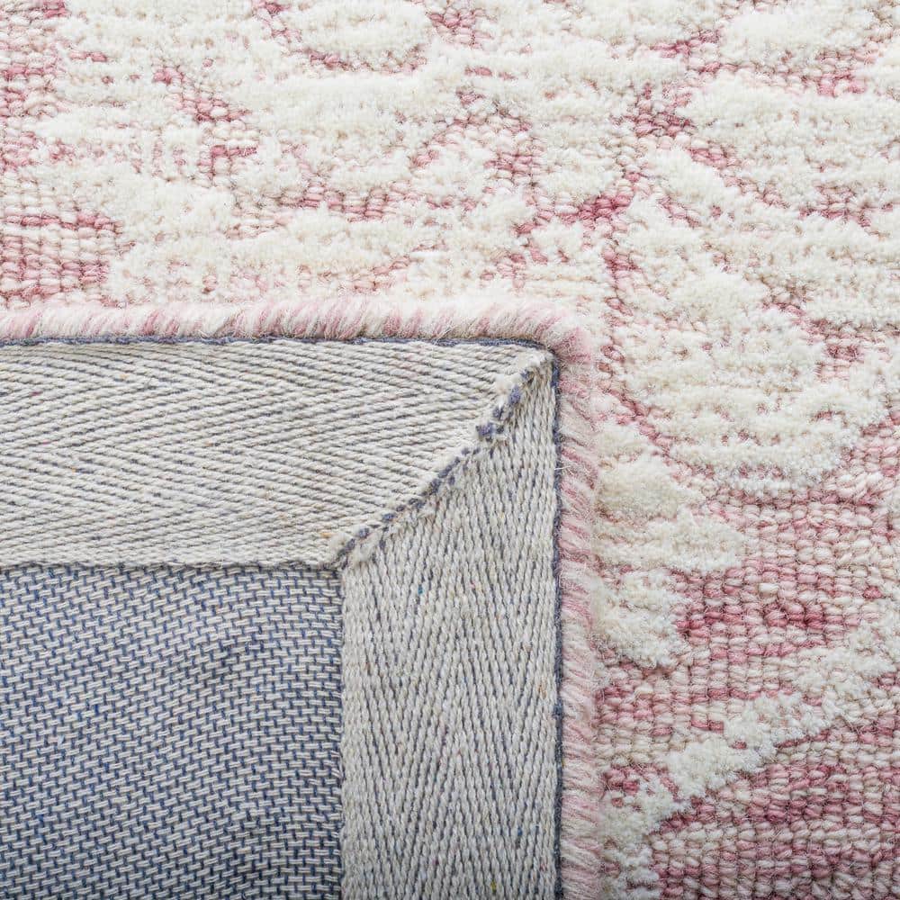 Ivory and Pink Floral Hand-Tufted Wool Area Rug, 8' x 10'