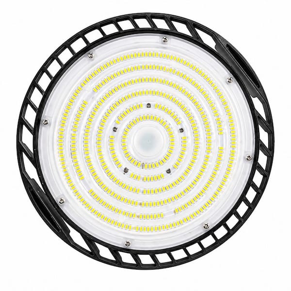 10 in. 300-Watt Equivalent Integrated LED Dimmable Black UFO High Bay Light, Selectable CCT 2700K/4000K/5000K