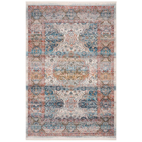 Vintage Persian 3 ft. x 5 ft. Beige/Blue Oriental Distressed Area Rug