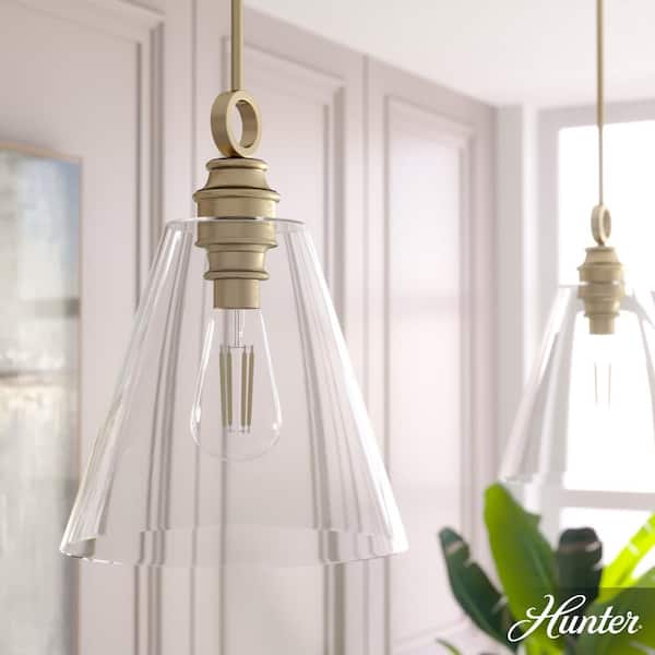 Hunter Klein 1-Light Alturas Gold Island Pendant Light with Clear Glass Shade