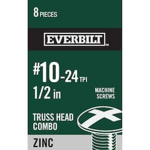 #10-24 x 1/2 in. Zinc Plated Combo Truss Head Machine Screw (8-Pack)