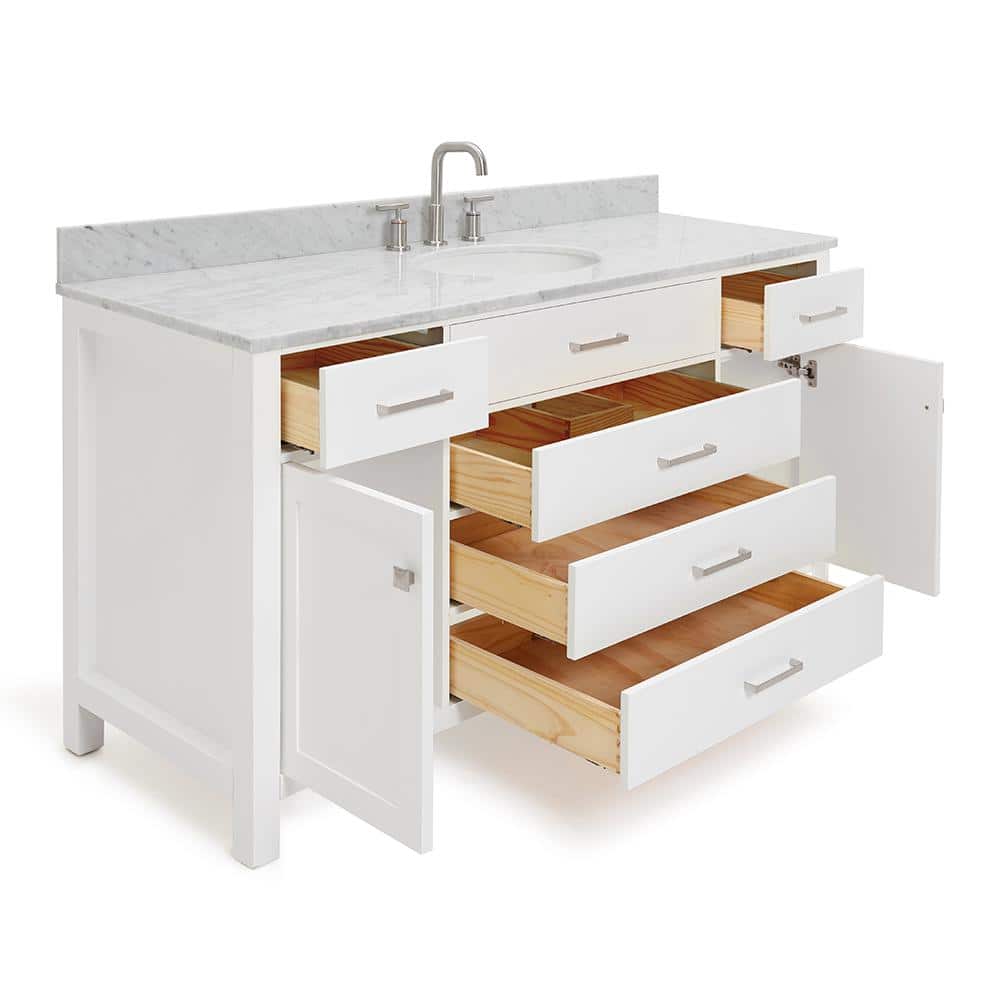 Bristol 61" White Marble Top Freestanding Single Vanity