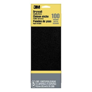 43/16 in. x 11-1/4 in. x 1 in. 100 Medium Grit Drywall Sanding Sheets (5-Pack)