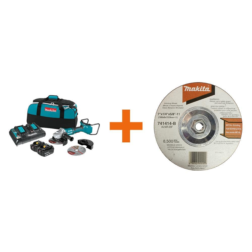 Makita 18V X2 LXT (36V) Brushless in. Paddle Switch Cut-Off/Angle Grinder  Kit 5.0Ah with bonus Hubbed Grinding Wheel, 10/pk XAG12PT1741414B The  Home Depot