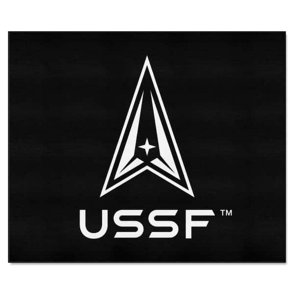 FANMATS U.S. Space Force Black 5 ft. x 6 ft. Tailgater Area Rug