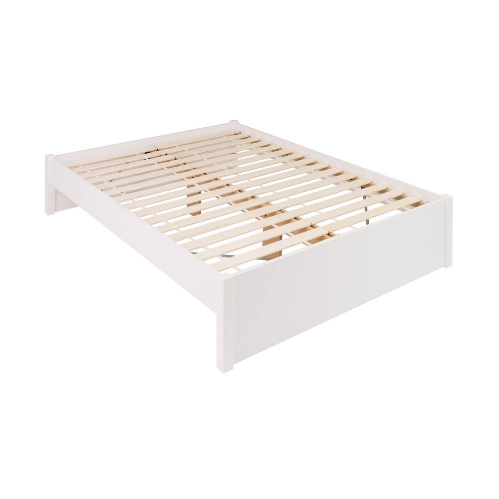 Elegant Queen Platform Bed with 4 Storage Drawers - White Finish