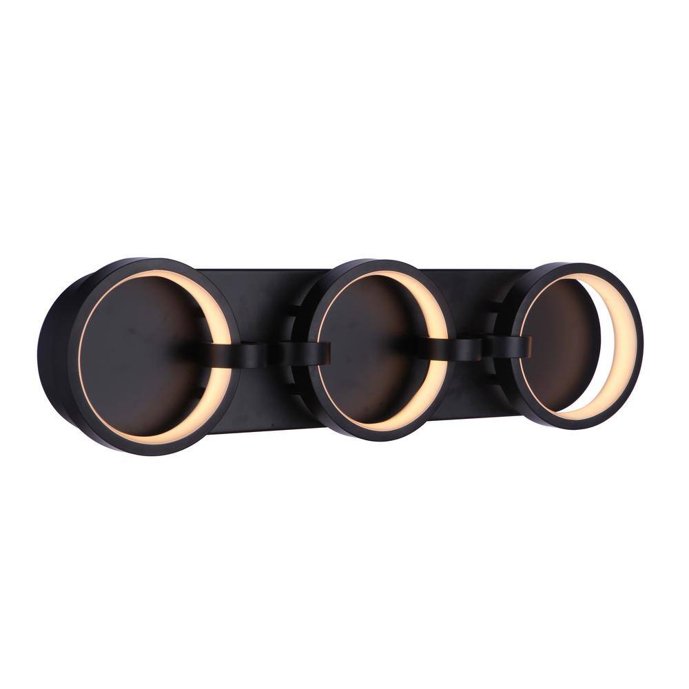 Modern Black LED Vanity Light with White Shade