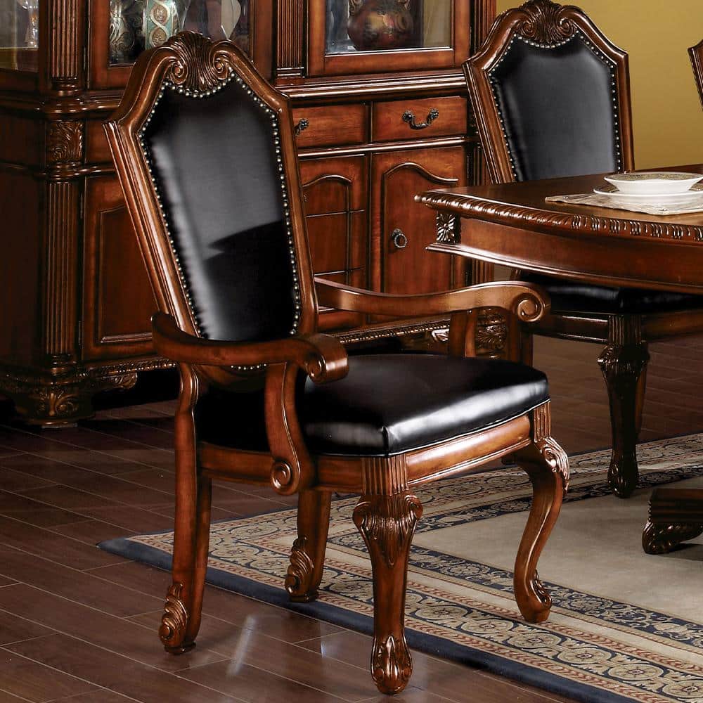 High Back Black Faux Leather Upholstered Side Chair