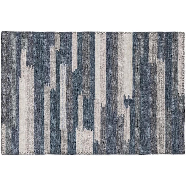 Addison Rugs Yuma Grey 1 ft. 8 in. x 2 ft. 6 in. Geometric Indoor/Outdoor Washable Area Rug
