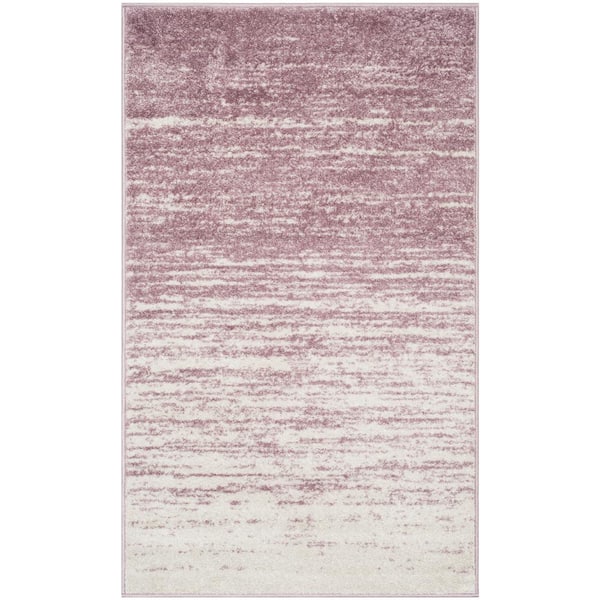 Adirondack Cream/Purple 3 ft. x 5 ft. Solid Color Striped Area Rug