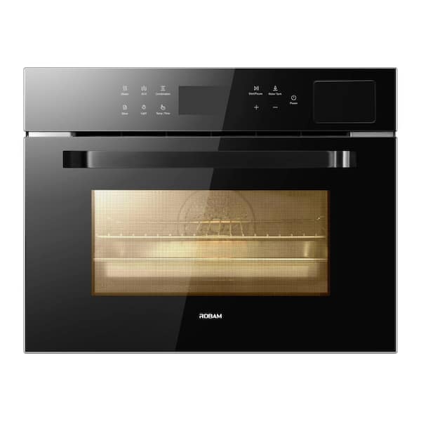 ROBAM 24 in. Premium Built-in Single Electric Wall Oven with Convection and Steam in Black Tempered Glass