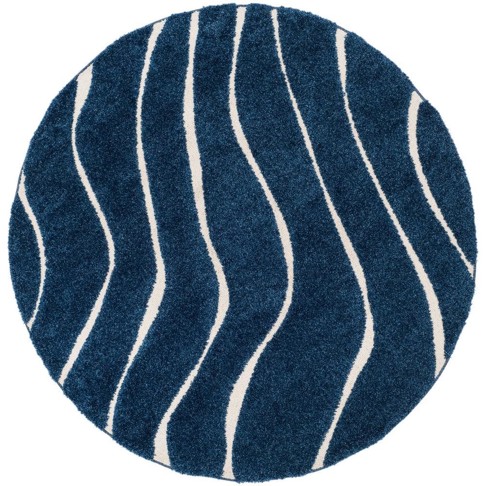 Florida 5 ft. x 5 ft. Dark Blue/Cream Abstract Round Rug price history on PriceWatchPro