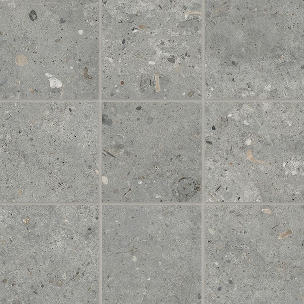 Poetry Stone 4 in. x 4 in. Matte Porcelain Mosaic Floor and Wall Tile in Grey (5 sq. ft./Case)