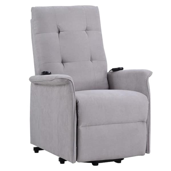 Merax Light Gray Polyester Power Lift Recliner with Remote Control