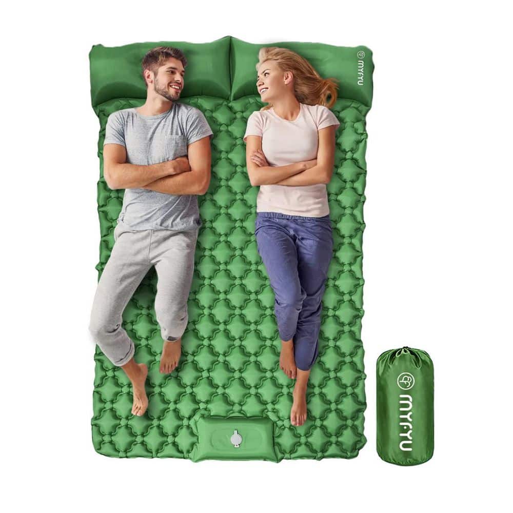 Queen Sleeping Pad for Camping 2 Person, Foot Press Inflatable Tents for Ca