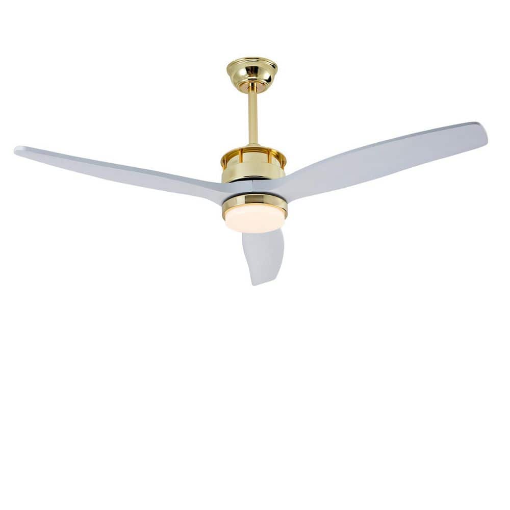52 in Modern Gold Solid Wood White Standard 2-Size Downrod Mount Ceiling Fan with 3-Color Dimmable LED Light and Remote price history on PriceWatchPro