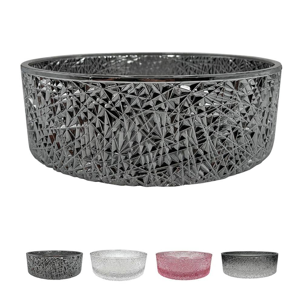 Light Black Textured Glass Circular Bathroom Vessel Sink