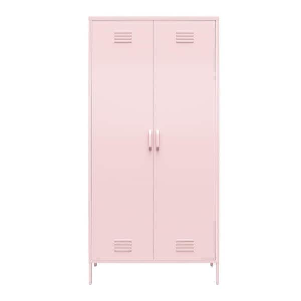 Novogratz Cache Tall 2-Door Metal Locker Cabinet in Bashful Pink