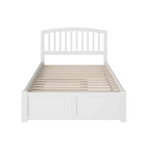 Richmond White Full Platform Bed with Flat Panel Foot Board and Twin Size Urban Trundle Bed