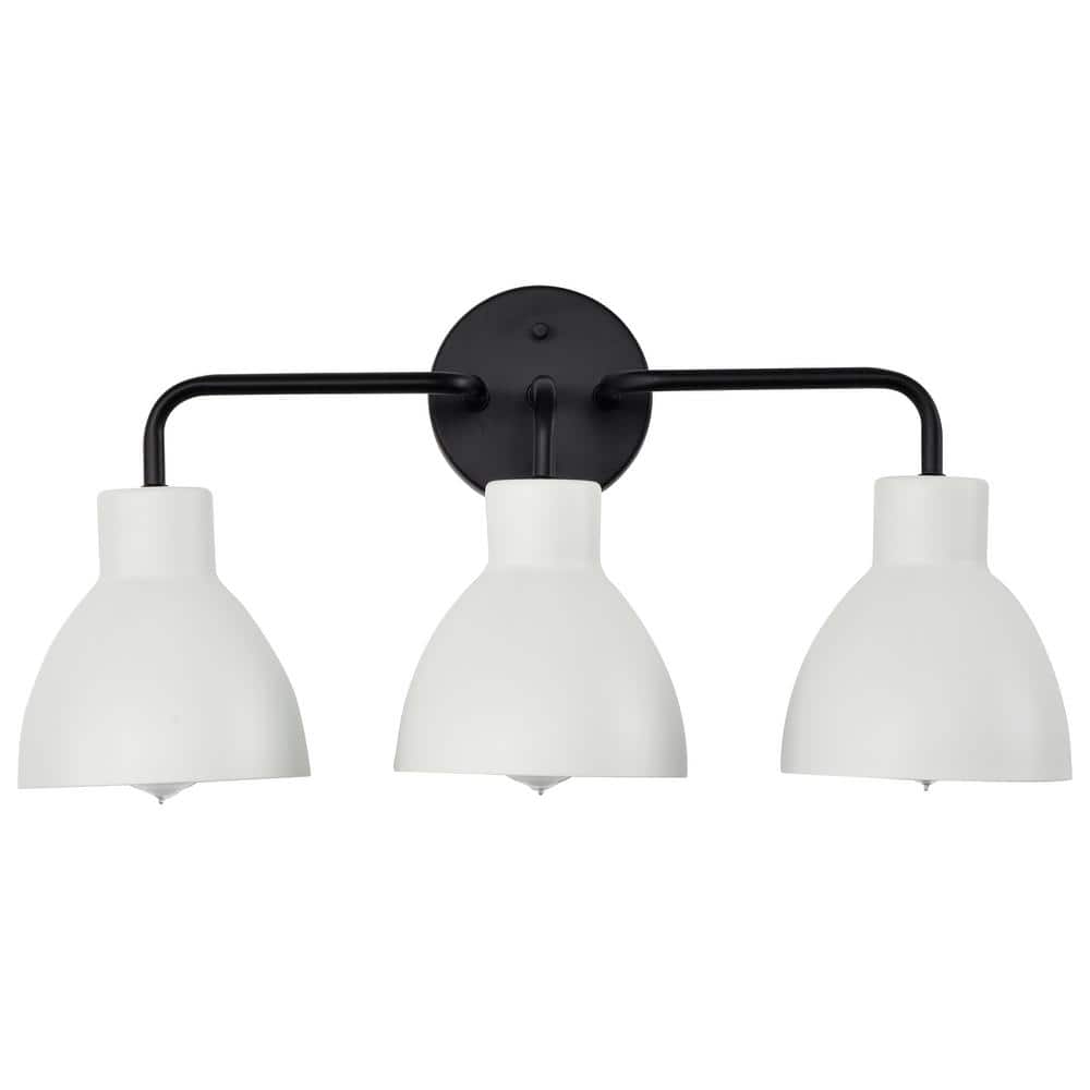 Sloan Matte Black 3-Light Modern Bell Vanity Wall Fixture