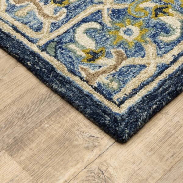 13 Ft Fl Traditional Area Rug, Traditional Rugs Blue