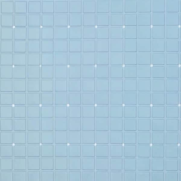 40 in. x 16 in. Light Blue Geometric Plastic Rectangle Bath Mat