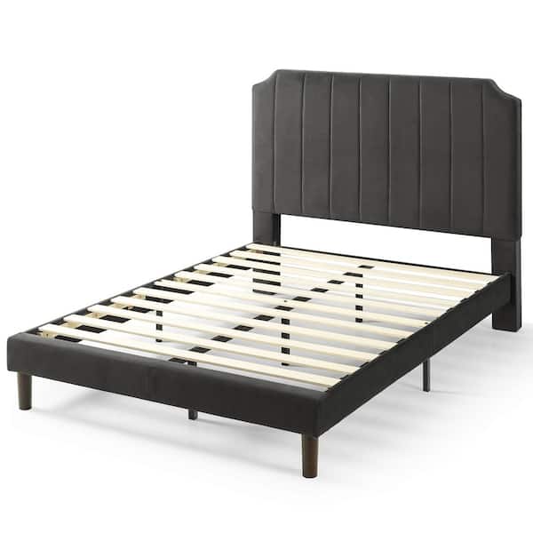 Charlotte Slate Black King Upholstered Platform Bed Frame