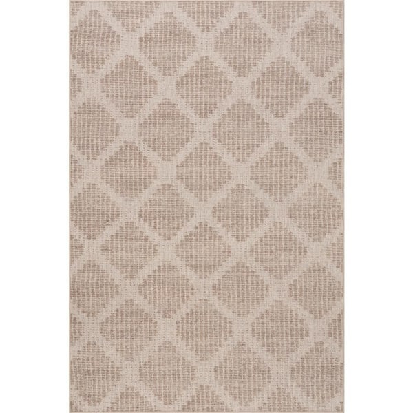 Odessa Trellis Washable Brown 8 ft. x 10 ft. Indoor Area Rug