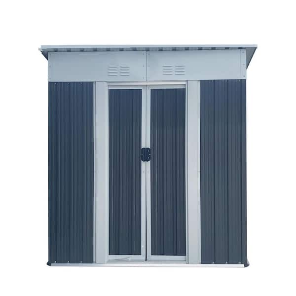 3 ft. W x 5 ft. D Outdoor Metal Storage Shed with Aluminum Alloy Frame and Sliding Door, Tools Storage Shed, Gray