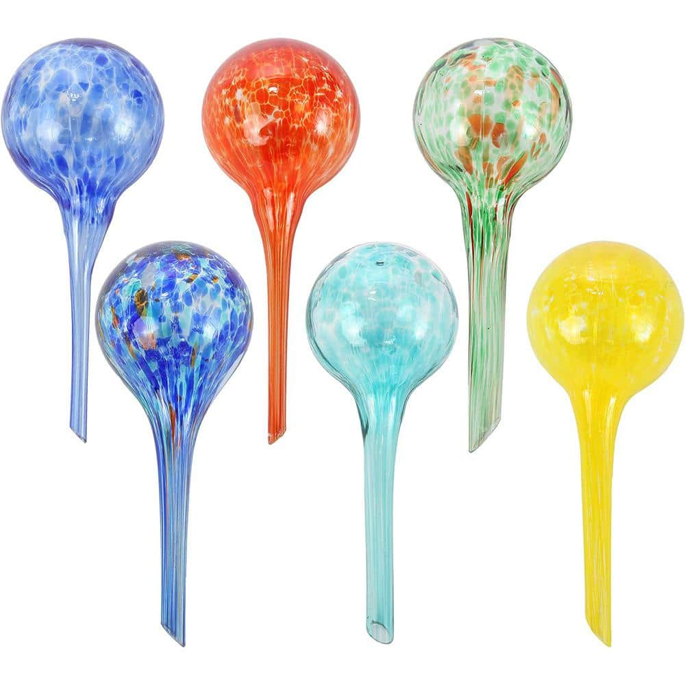 Small Multi-Color Glass Watering Balls, Hand Blown Stained Glass Plant ...