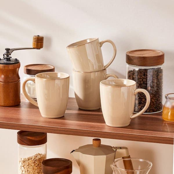 vancasso 12 oz. Brown Stoneware Coffee Mug (Set of 4) Tea Coffee Cups with  Handle Drinkware Set for Cocoa Milk/Latte/Cappuccino VC-PLA-SMBN-4XBZ - The  Home Depot