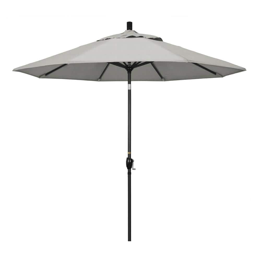 California Umbrella 9 ft. Black Aluminum Pole Market Aluminum Ribs Push Tilt Crank Lift Patio Umbrella in Granite Sunbrella GSPT908302-5402 Sansujyuku sansujyuku.com