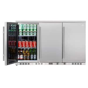 Single Zone 52.6 in. 260 (12 oz.) 3-Door Solid Stainless Steel Beverage Can Cooler