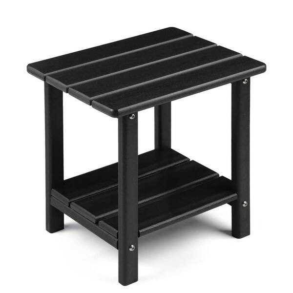 Rectangular Wood Outdoor Side Table，Black L0BRQ5S7T6 - The Home Depot