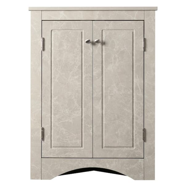 Polibi 17.2 in. W x 17.2 in. D x 31.5 in. H White Linen Cabinet in White Marble with Adjustable Shelves