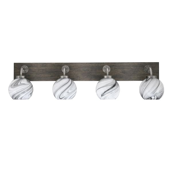 Lighting Theory Kirby 36.5 in. 4-Light Graphite and Painted Distressed Wood-look Metal Vanity Light