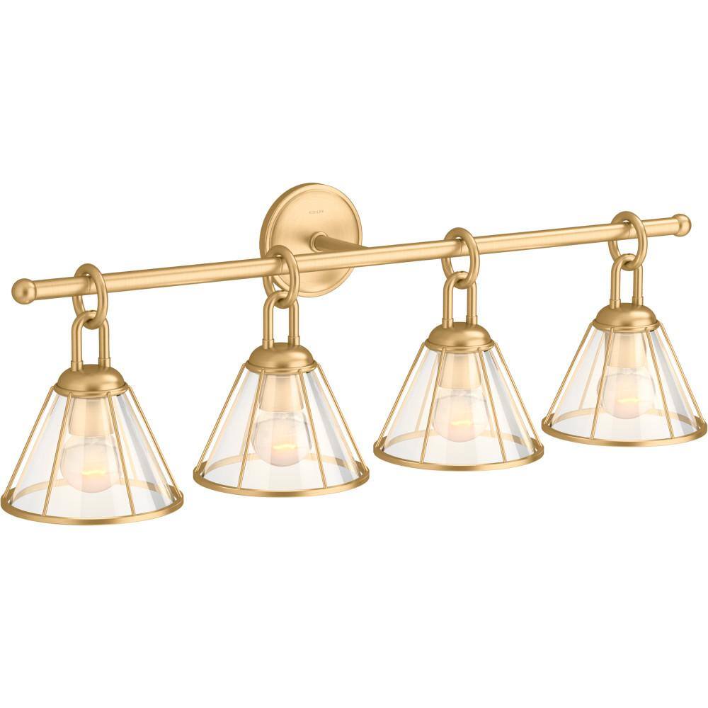 Terret 32.5" Brushed Moderne Brass Four-Light Sconce