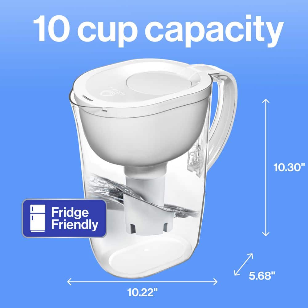 Brita 10-Cup White Plastic Water Filter Pitcher with Charcoal Filter