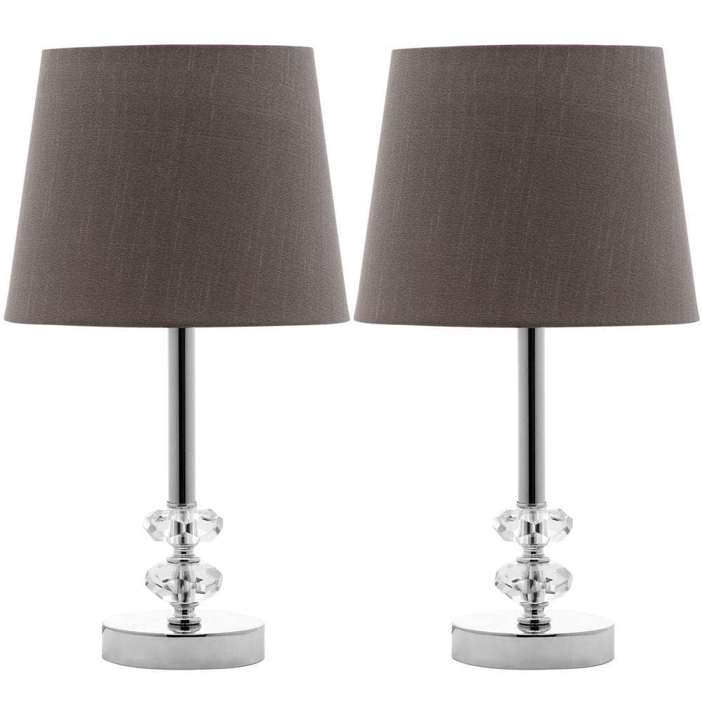 Ashford Clear Crystal Orb Table Lamp Set with Gray Shades