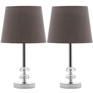 Ashford 16 in. Clear Crystal Orb Table Lamp with Gray Shade (Set of 2)