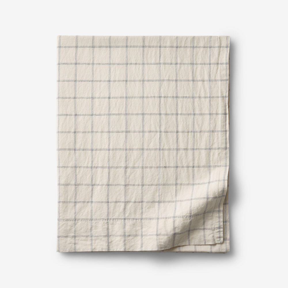 Legends Hotel Washed Linen Cotton Yarn-Dyed Windowpane Deep Navy California King Flat Sheet price history on PriceWatchPro