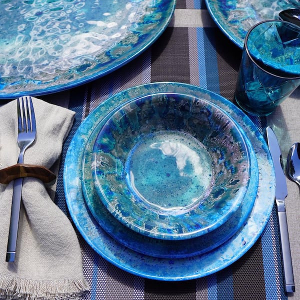Certified International Radiance 12-Piece Casual Teal Melamine