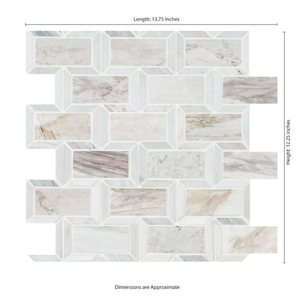 Angora Framework 12 in. x 12 in. x 10mm Polished Marble Mesh-Mounted Mosaic Tile (10 sq. ft./case) Angora Framework 12 in. x 12 in. x 10mm Polished Marble Mesh-Mounted Mosaic Tile (10 sq. ft./case)
