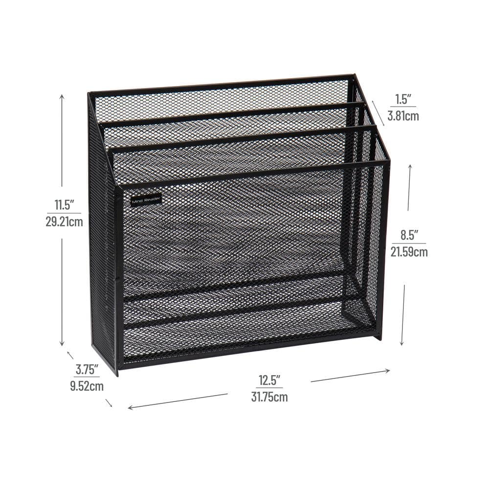 Mind Reader Black Steel Mesh 3-Tier Document Sorter