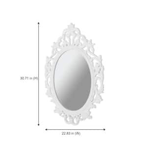Medium Vintage Oval Framed Bright White Mirror (23 in. W x 31 in. H)