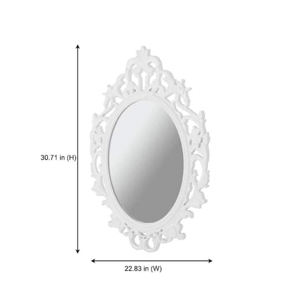 Medium Vintage Oval Framed Bright White Mirror (23 in. W x 31 in. H)