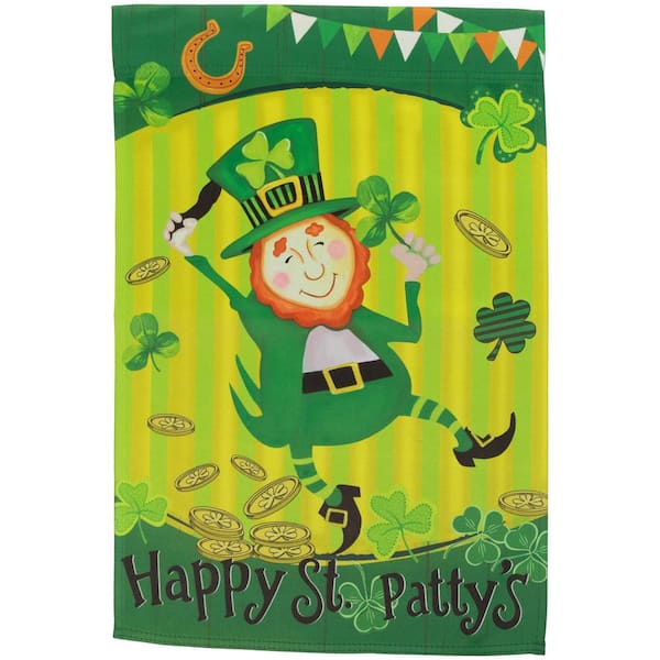 Dancing Leprechaun "Happy St. Patty's" Outdoor Garden Flag-18 in. x 12.5 in.