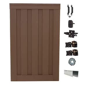 Seclusions 4 ft. x 6 ft. Saddle Brown Wood-Plastic Composite Privacy Fence Single Gate with Hardware